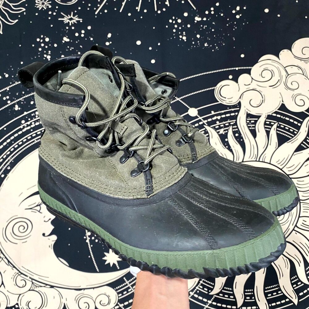 Sorel Cheyanne Li NM2605-383 Men's 11 Green Leather Snow Boot Waterproof Lace-Up